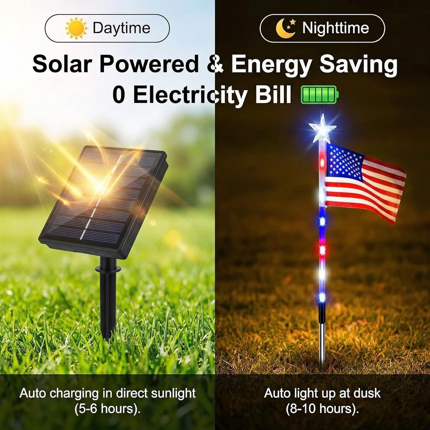 LED Solar-Powered National Flag For Outdoor Courtyards And Villas