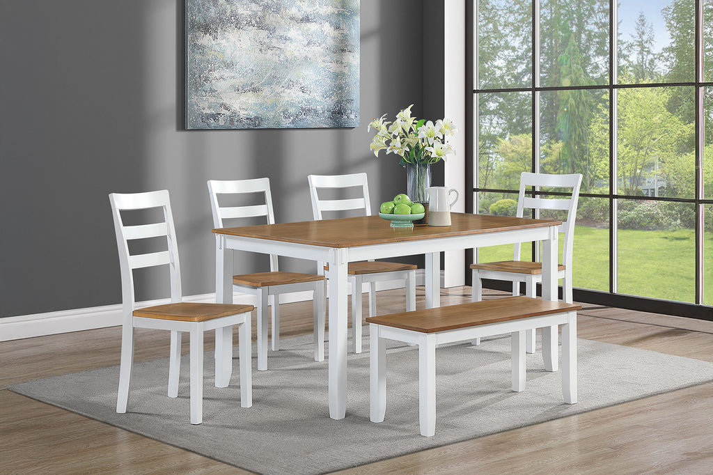 Contemporary 6pc Dining Set Table with 4 Side Chairs and Bench