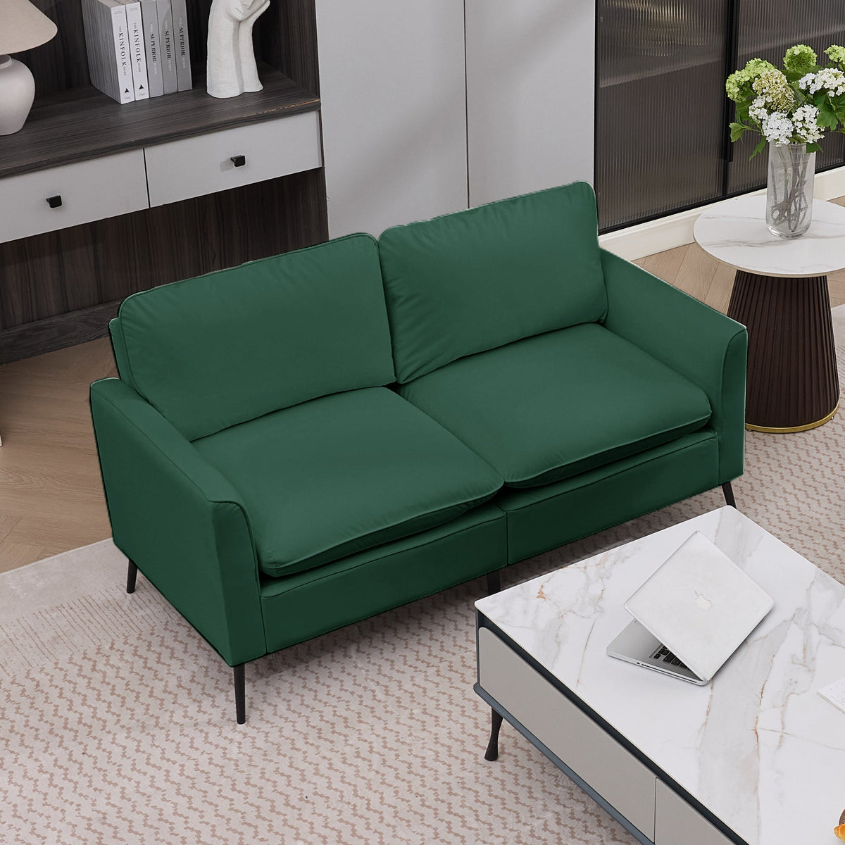 TS Cat Paw Leather Upholstered Loveseat - Nordic Retro Green