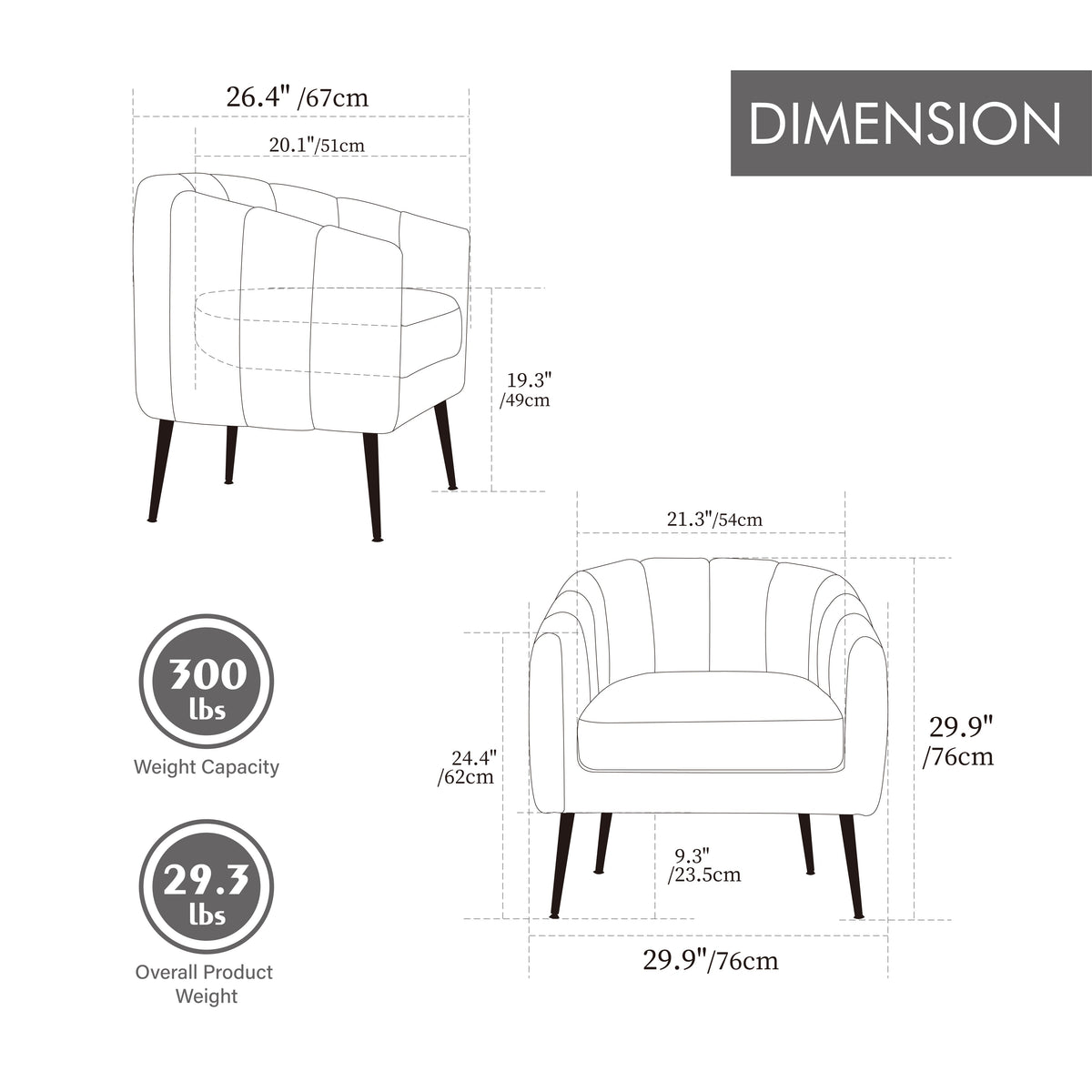 Modern Upholstered Chenille Barrel Accent Chair