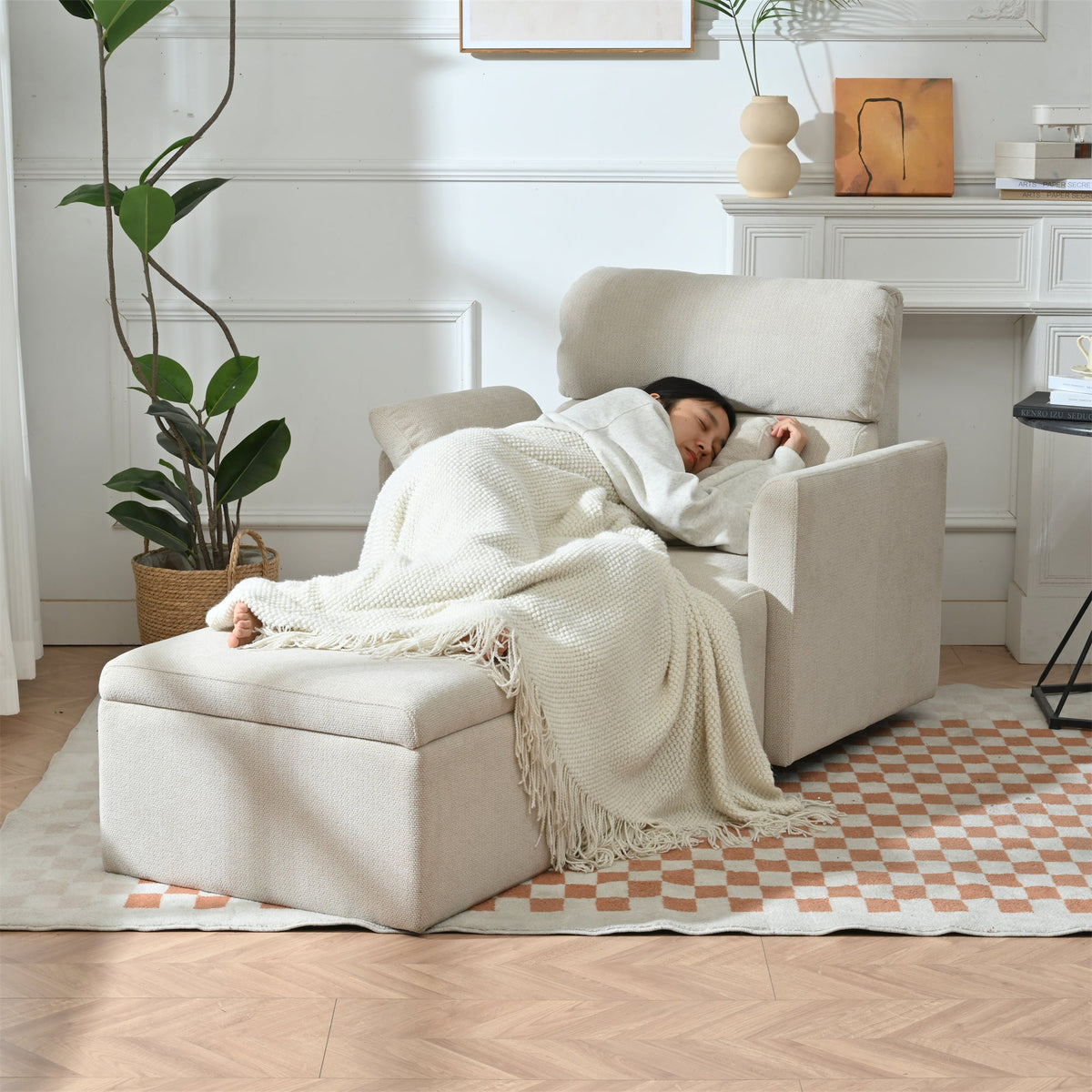 Oversized Chair with Storage Ottoman - Modern Living Room Accent