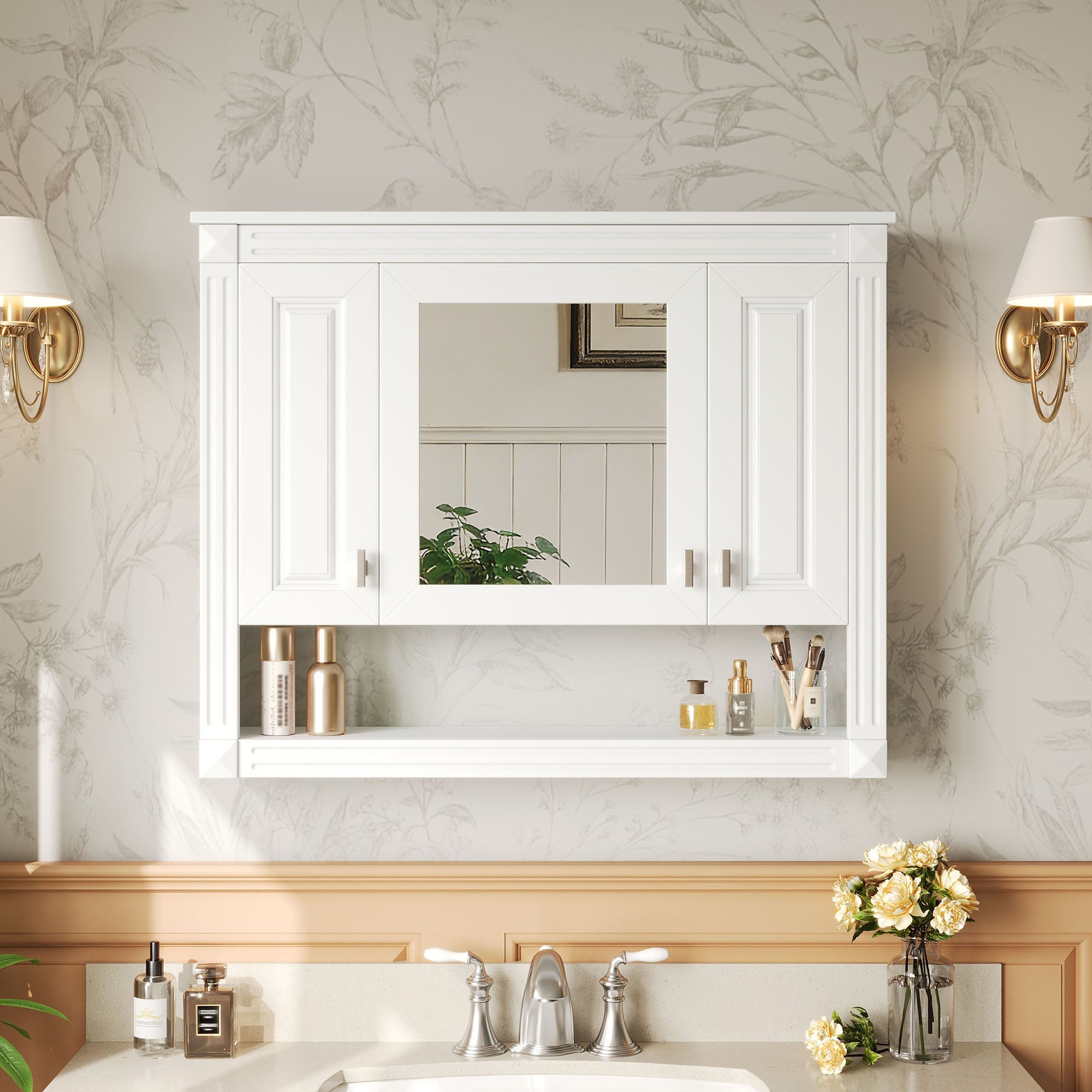 35 Inch Bathroom Wall Cabinet with Mirror