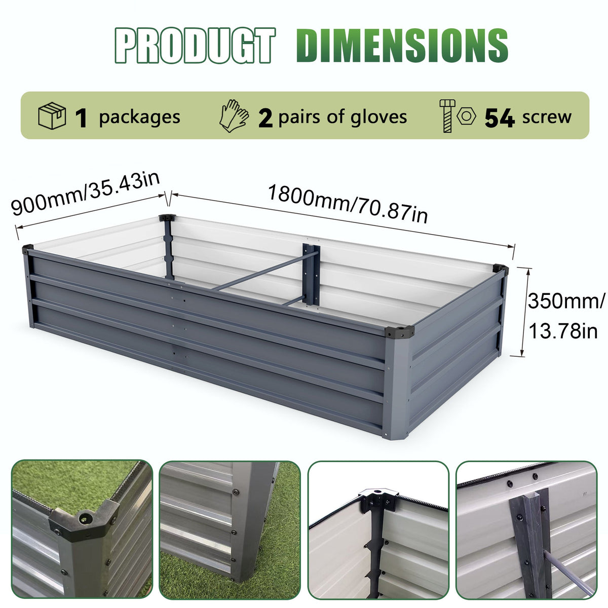 6x3x1ft Large Garden Bed