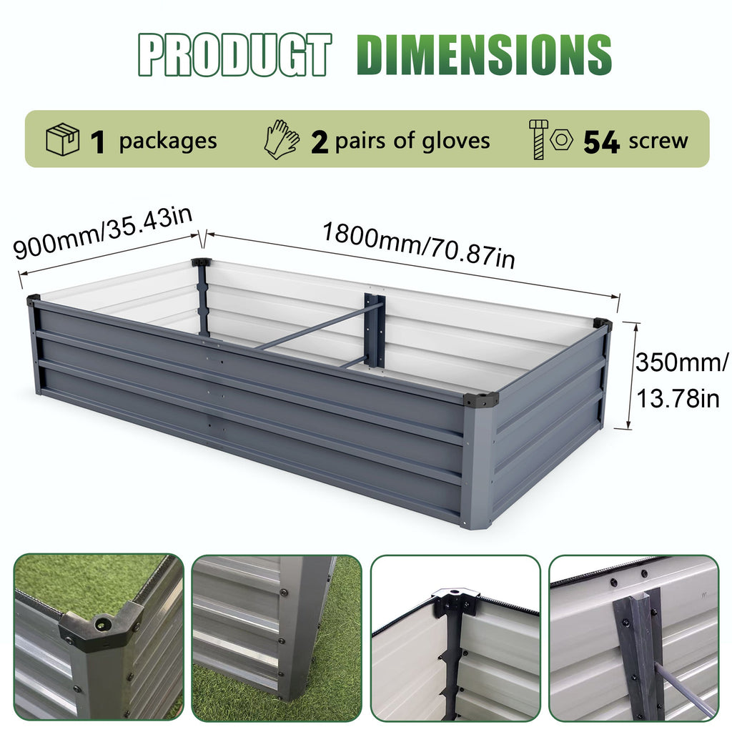 6x3x1ft 2pcs Large Garden Bed Kit