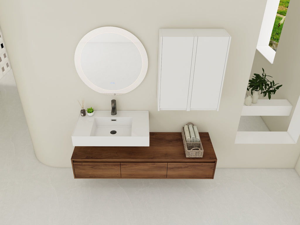 60 Inch Wall-Mounted Bathroom Vanity