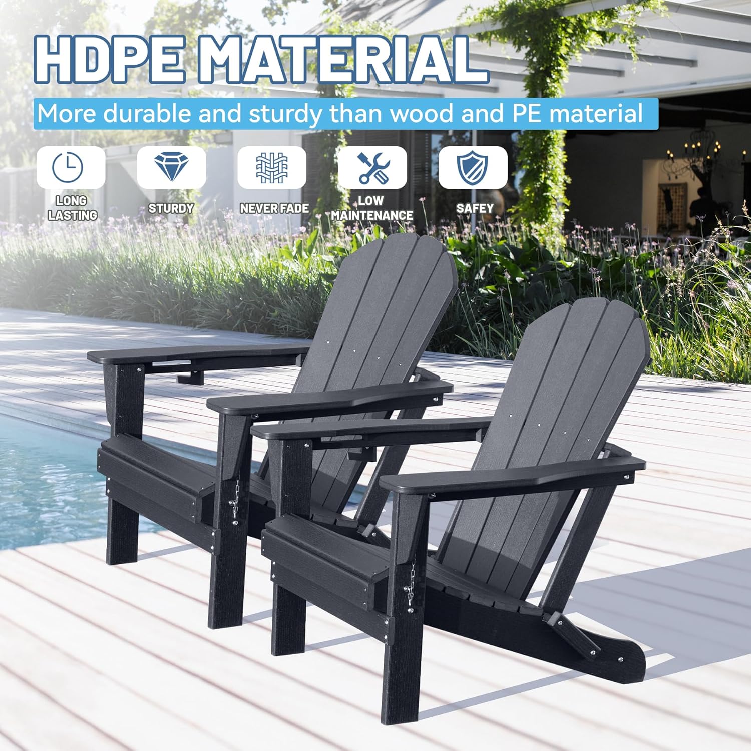 Adirondack Chairs Set of 2 in Black