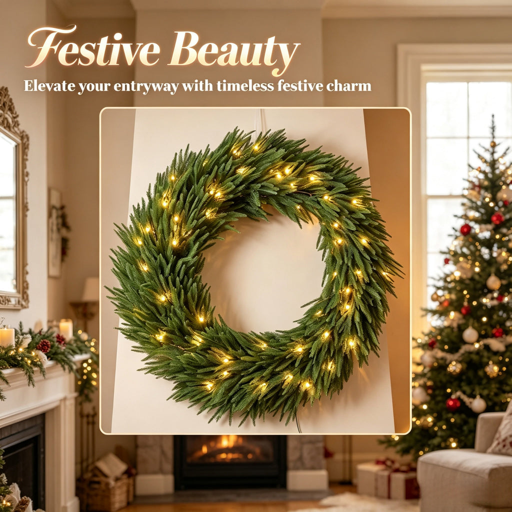 36-Inch Pre-Lit Green Christmas Wreath