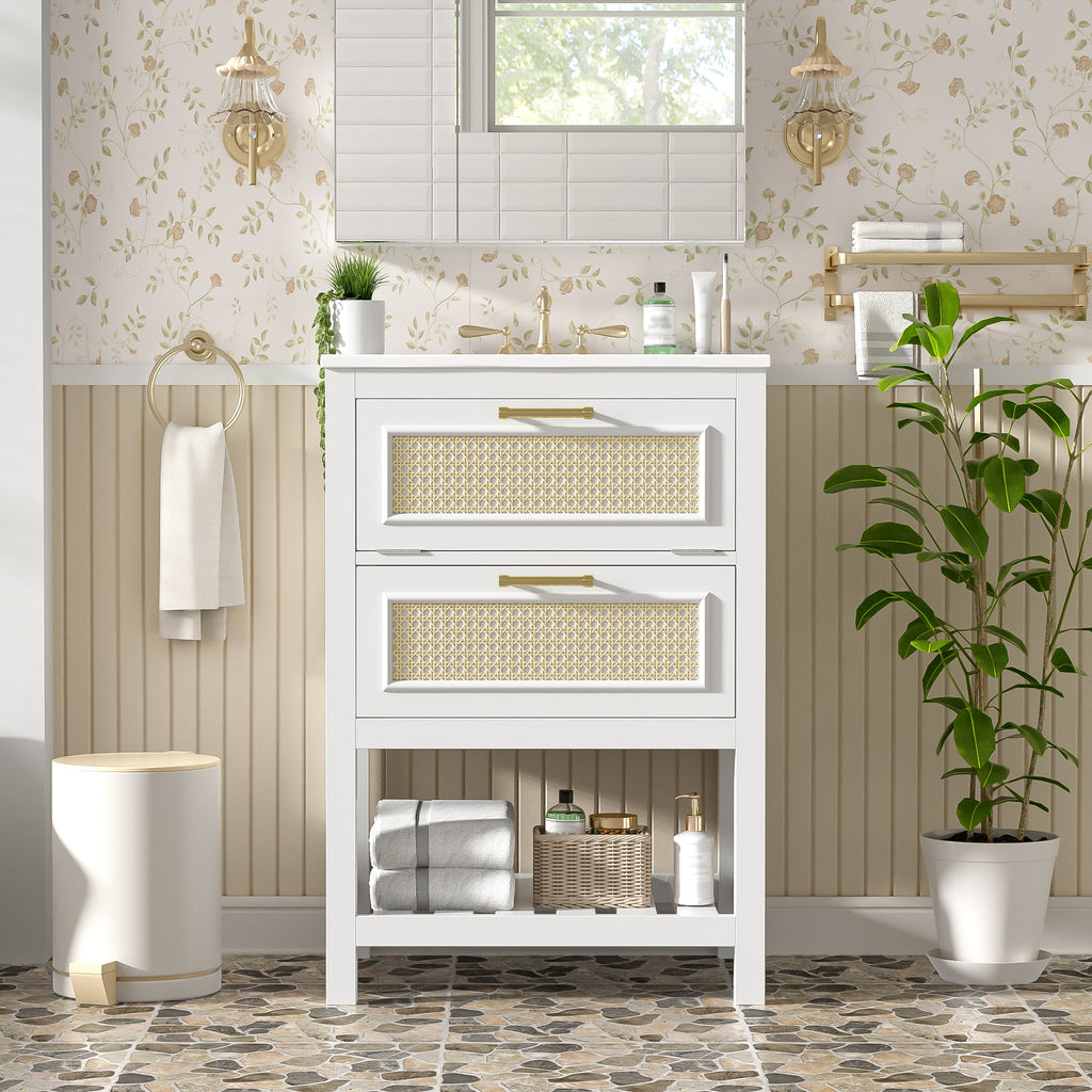 24" Bathroom Vanity with Integrated Ceramic Sink