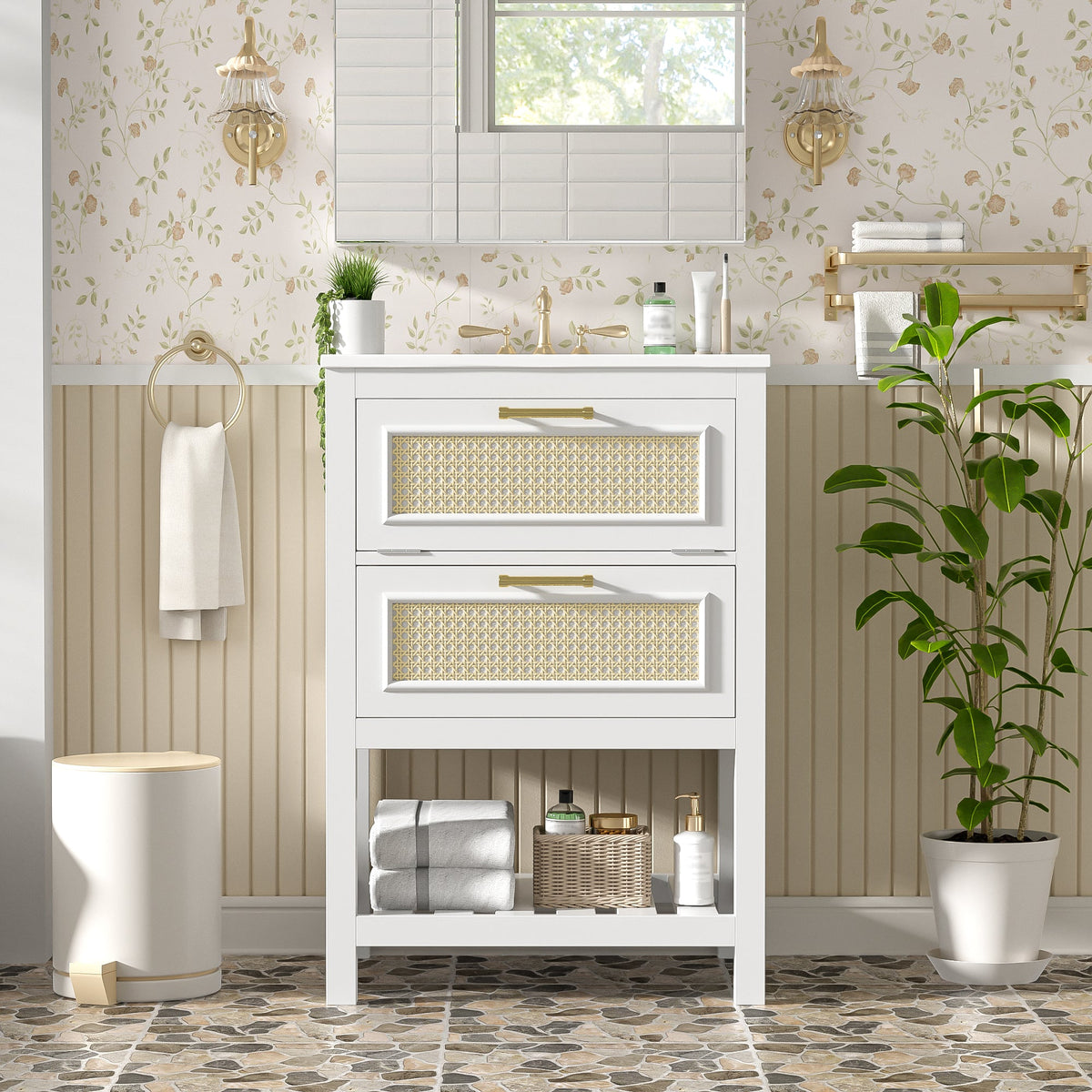 24" Bathroom Vanity with Integrated Ceramic Sink