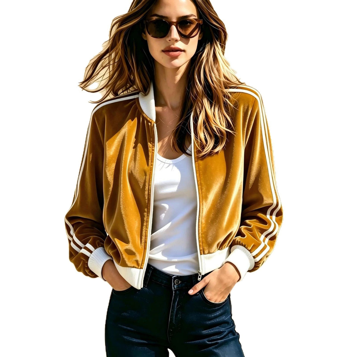 Stand-collar Sports Womens Casual Zip-up Jacket