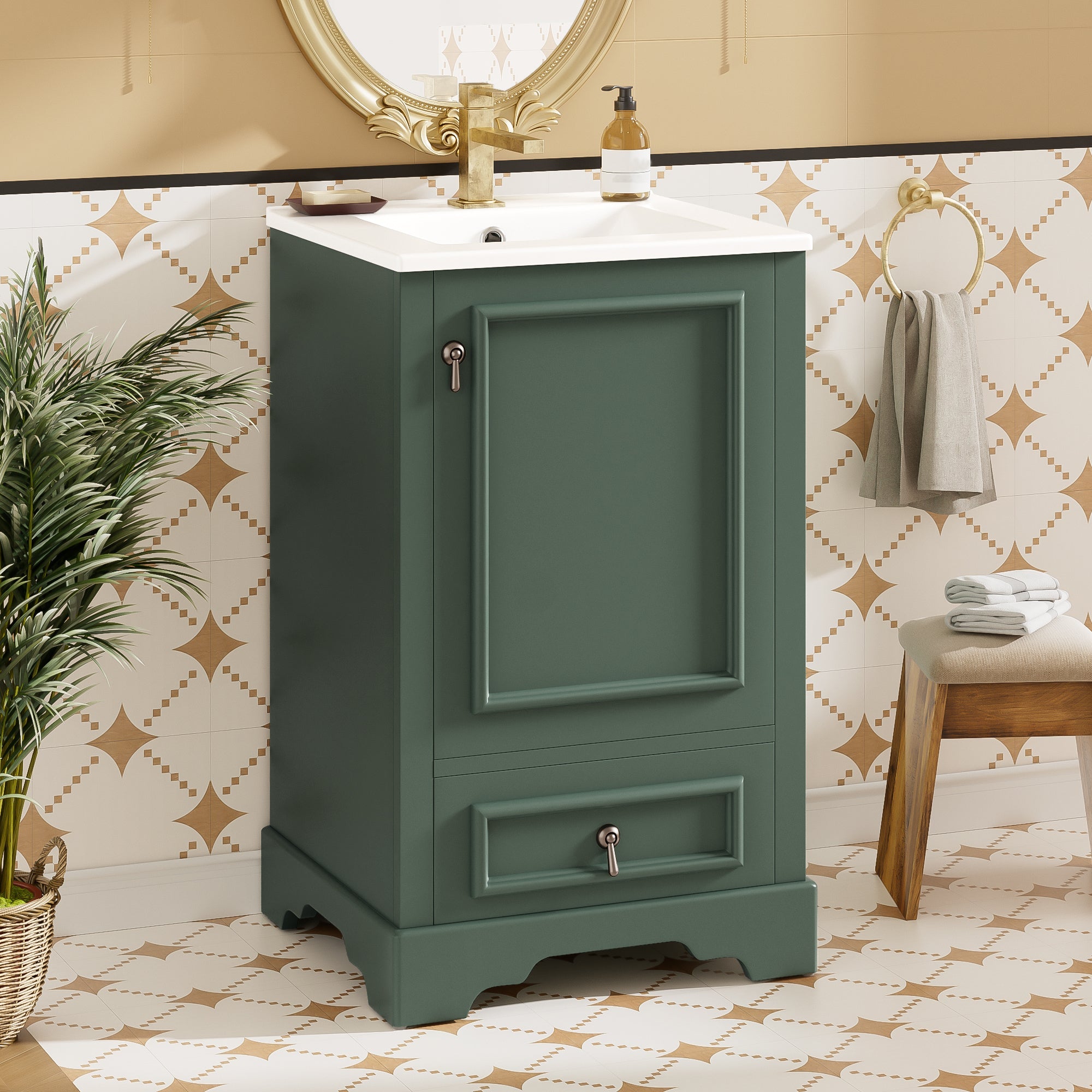 20 Inch Bathroom Vanity with Ceramic Sink