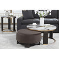 Nesting Coffee Table Set of 2, Faux Marble Top Round Coffee Table with Ottoman