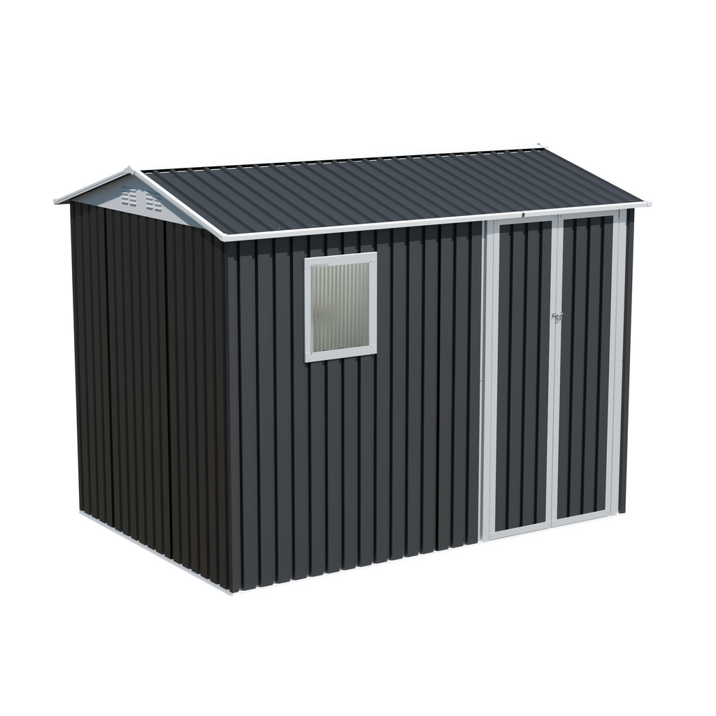 9x6 FT Metal Garden Shed with Windows
