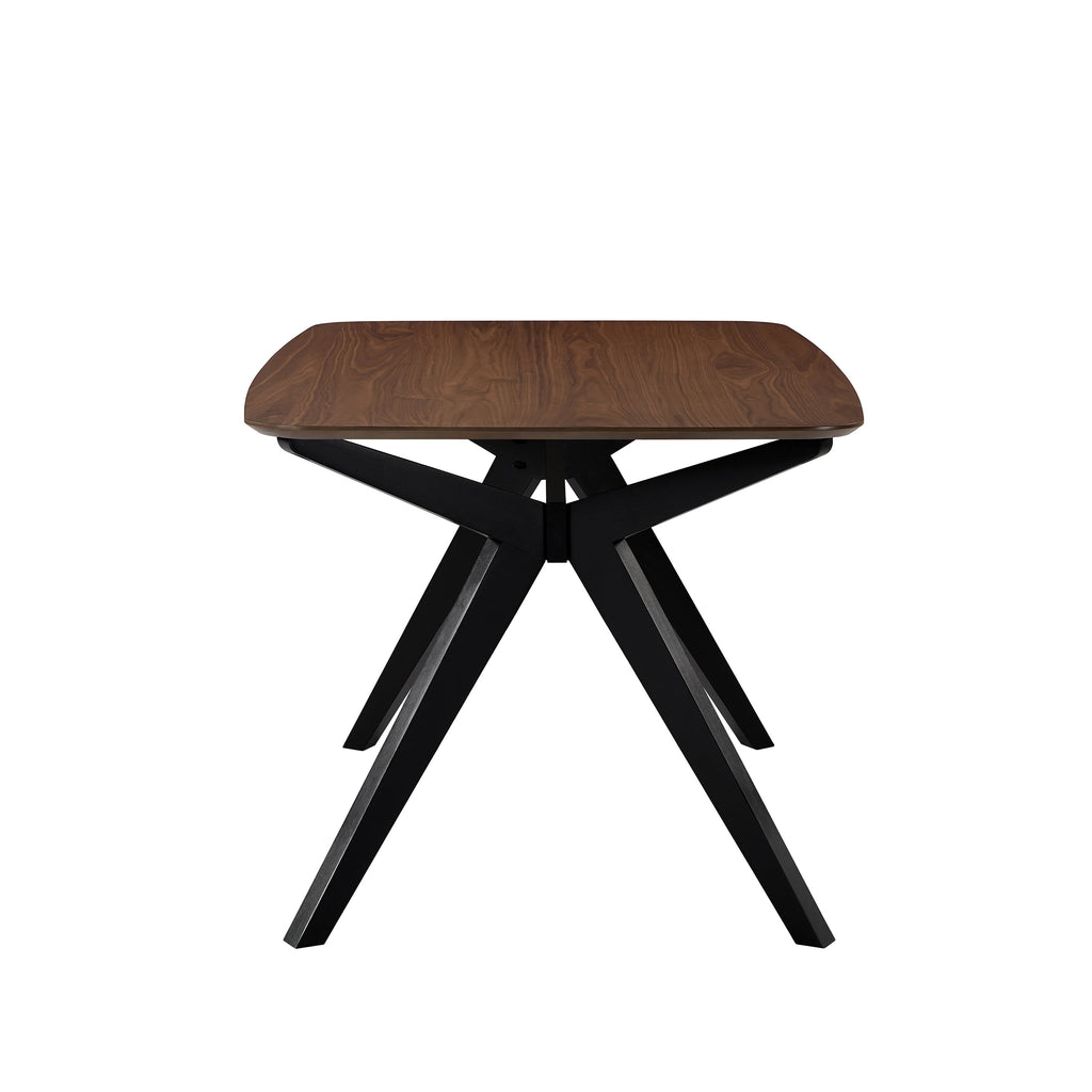 5-Piece Upholstered Dining Set With Rubberwood Frame, Grey+Walnut+Black