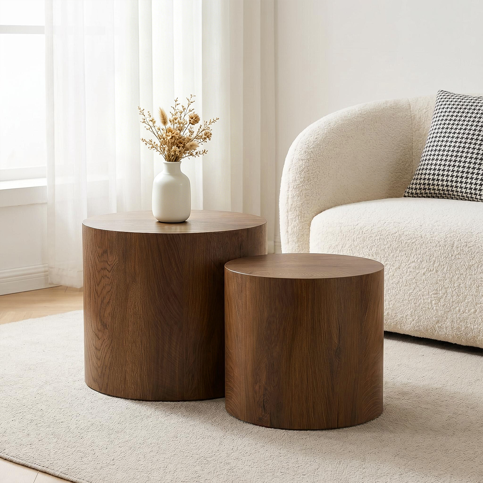 Nesting Coffee Table Set of 2, Modern Round Design