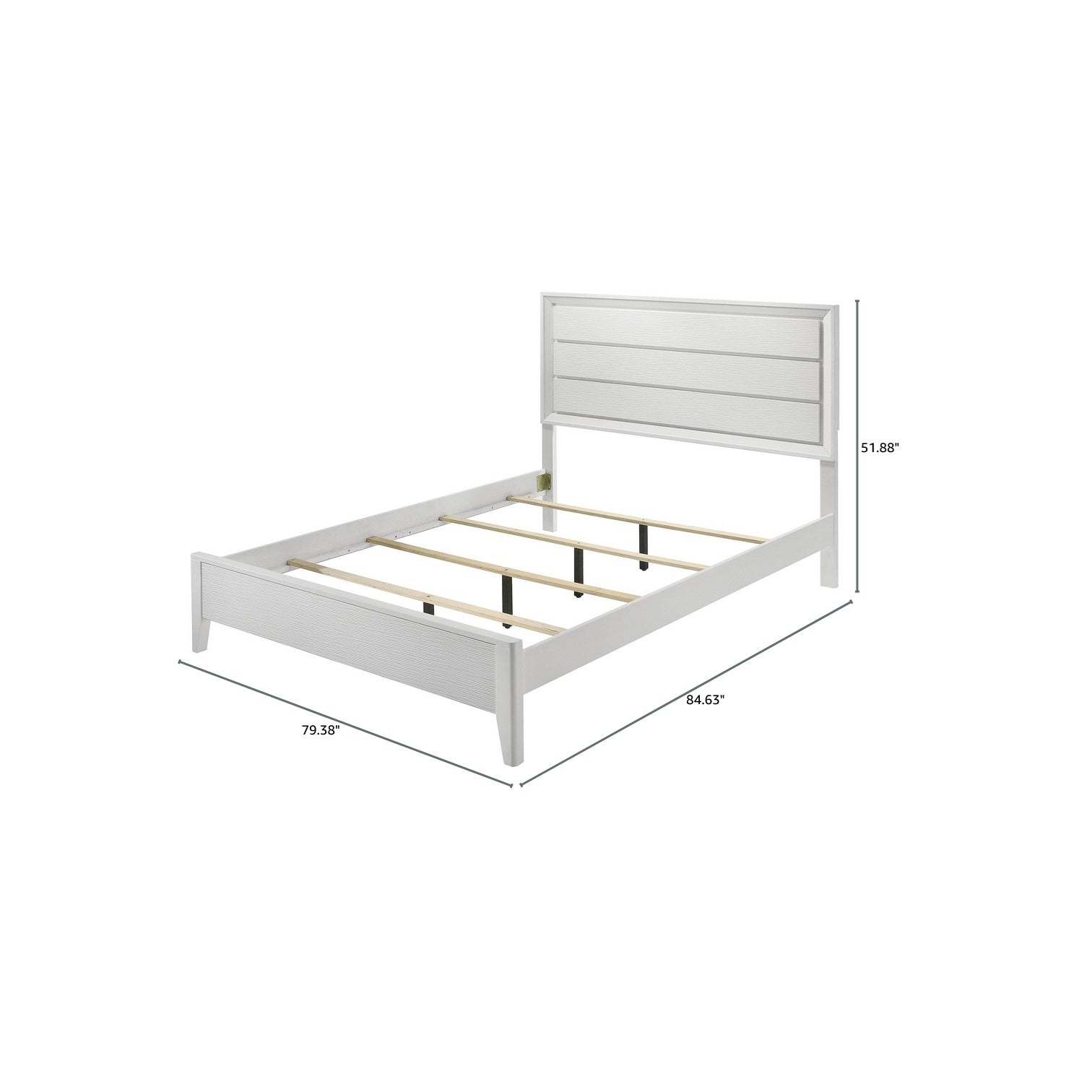 White Eastern King Size Bed Panel Headboard Wave Texture