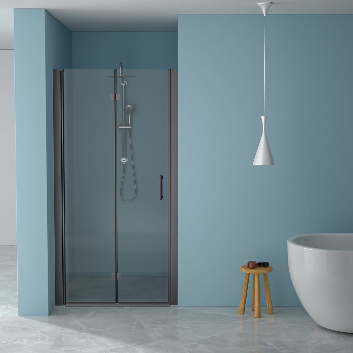 34"W x 72"H Fold Frameless Shower Door with Tempered Glass