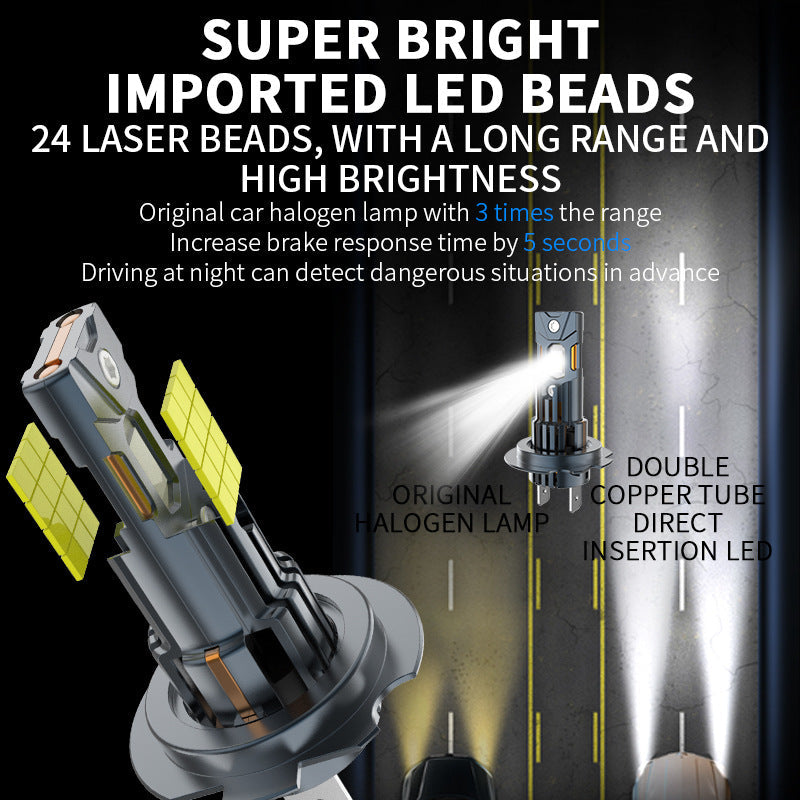 Cross Border Exclusive Supply Of Direct Plug In Laser Car Led Headlights H7H1H1 High Brightness Integrated Wireless Installation Car Headlights