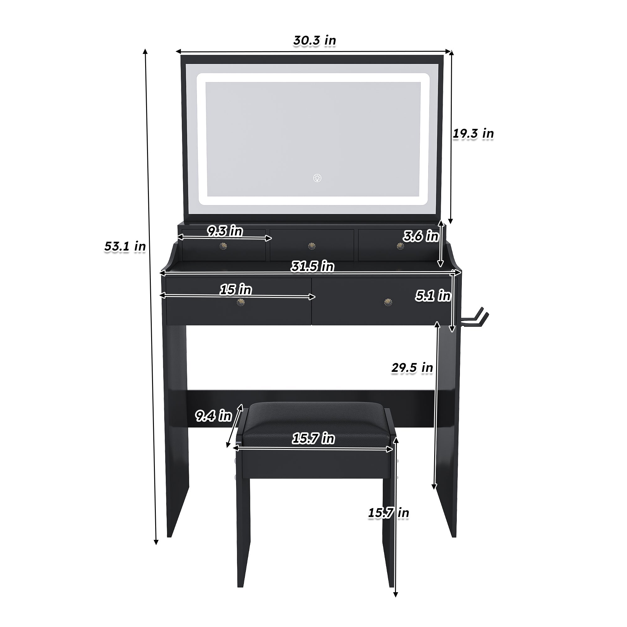 New Large Mirror Vanity Desk for Bedroom