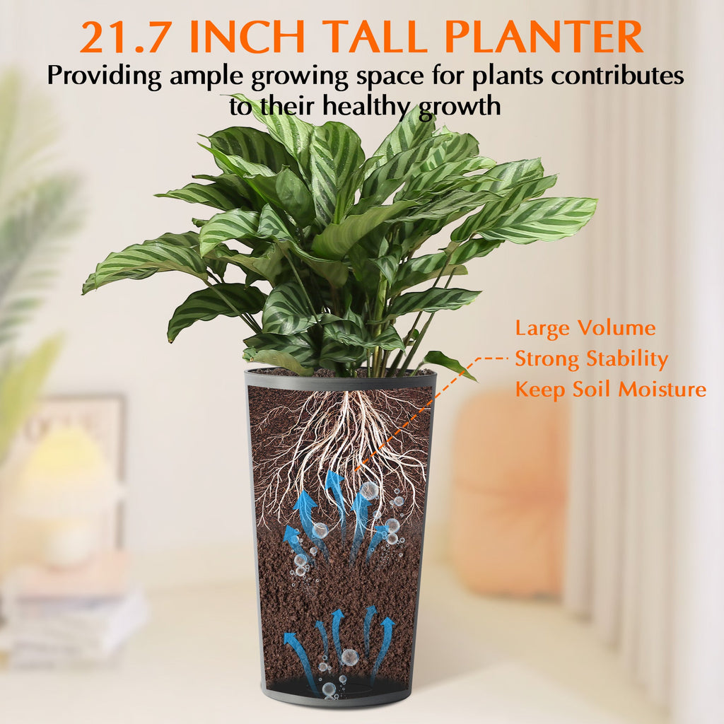 2 Pack Tall 21.7 in Planters for Outdoor Plants
