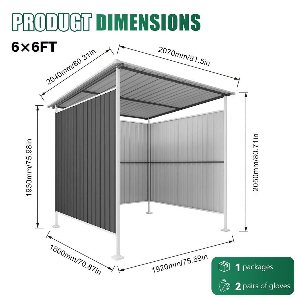 6x6FT Outdoor Metal Pergola