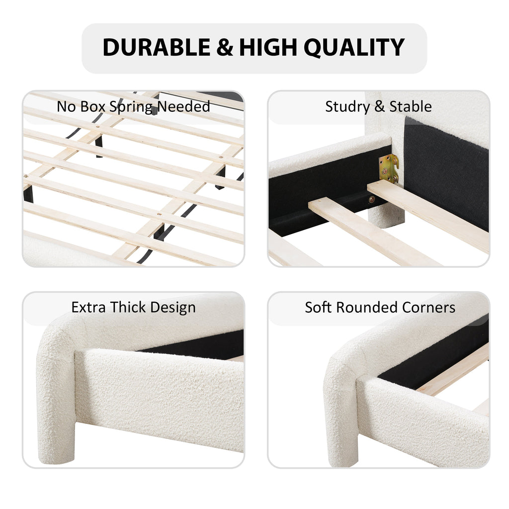 Queen Size Upholstered Platform Bed Frame