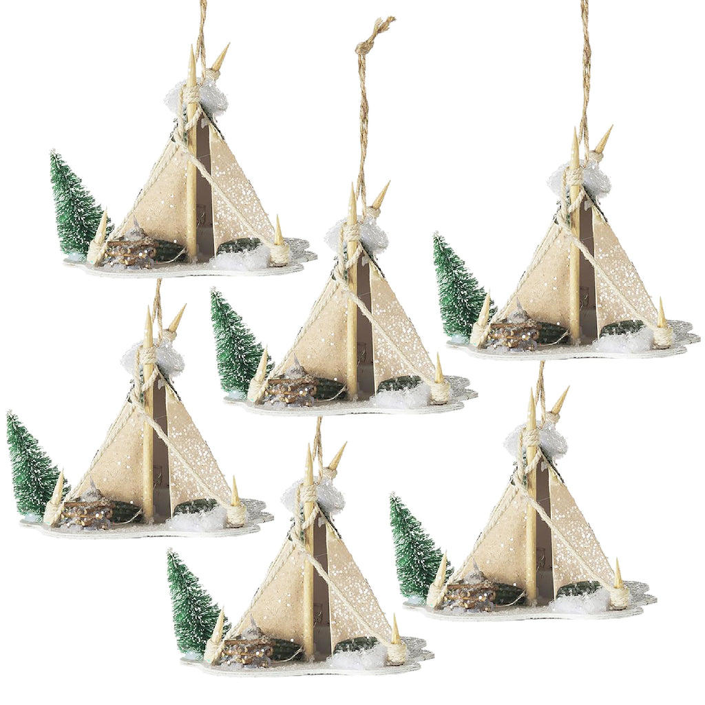 Decorative Hanging Christmas Tree Tent Ornaments - Set of 6