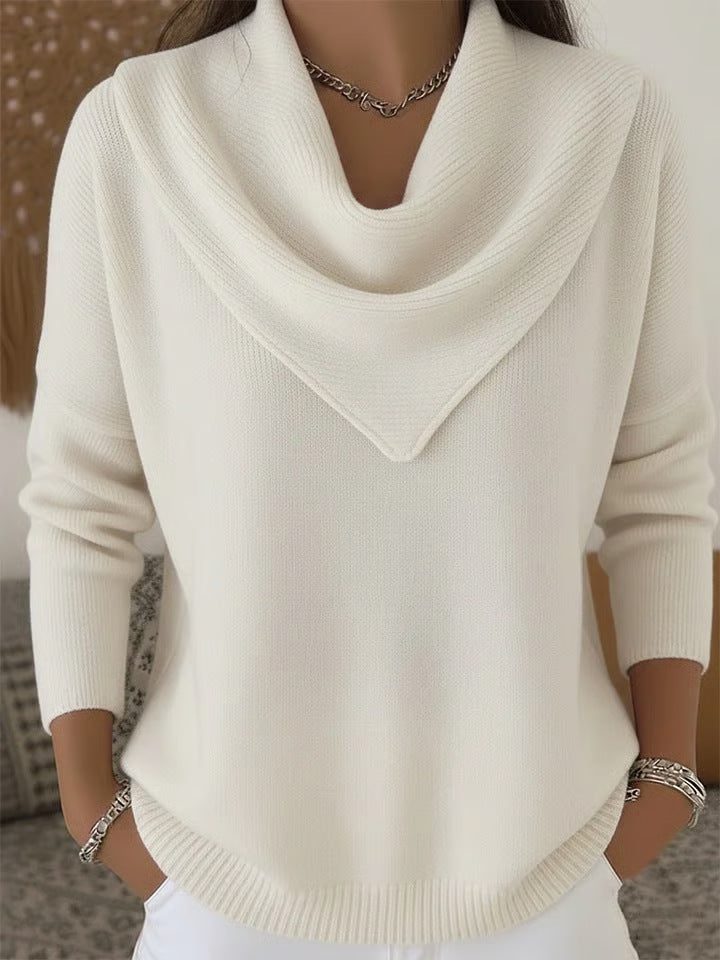 Women's New Solid Color Long Sleeve Knit Pullover Sweater Casual Tops For Autumn Winter