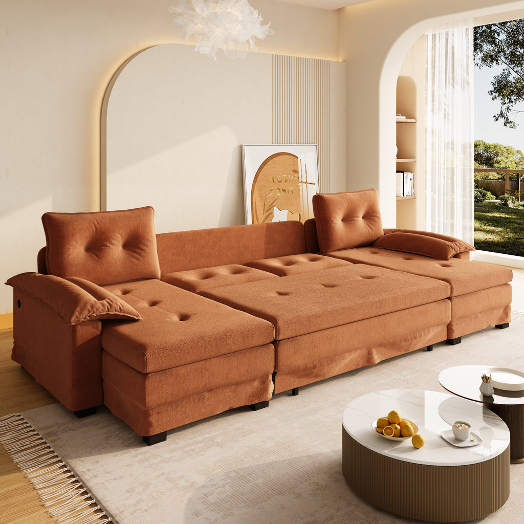 U-Shaped Sleeper Sofa with Pull Out Bed