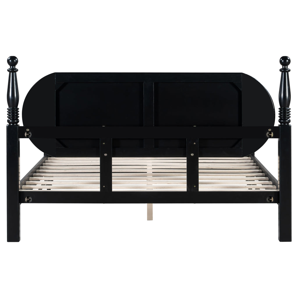 Queen Bed Frame, Solid Wood Platform with Slats