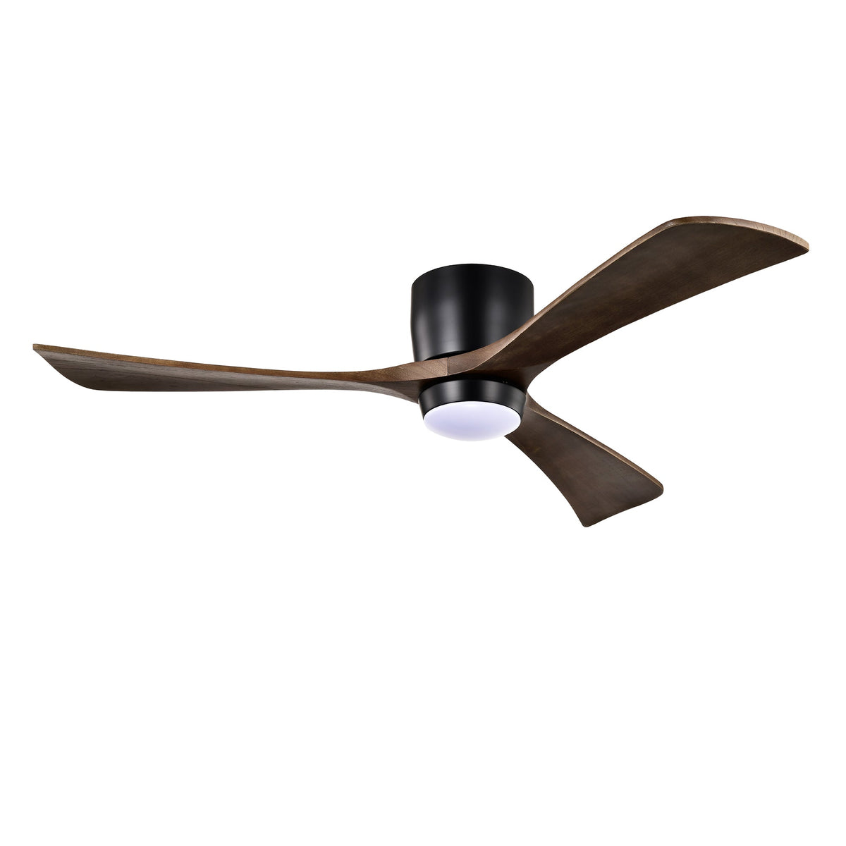 52" Flush Mount Solid Wood Blades Ceiling Fan with Lights