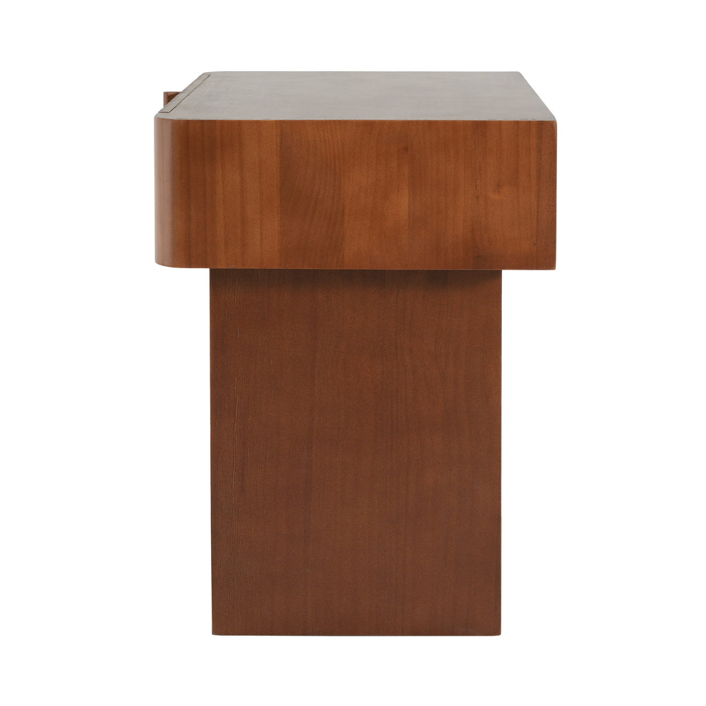 Wood End Table with Drawer, Mid-Century Accent Side Table