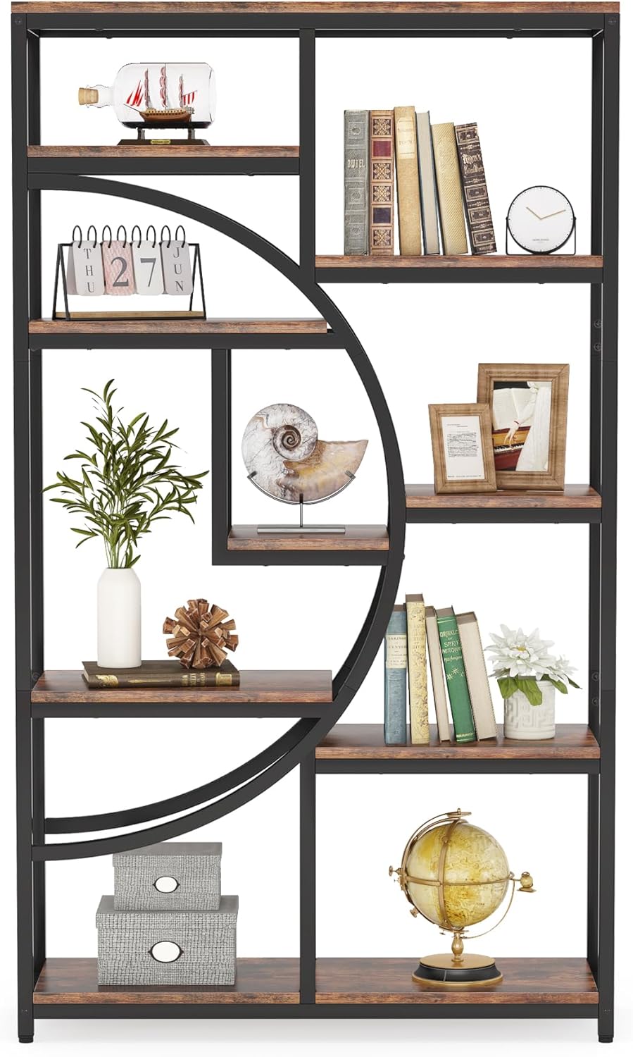 68.89" Height Industrial 5-Tier Rustic Brown Etagere