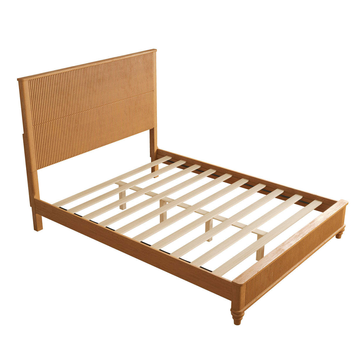 Solid Wood Bed Frame with Tall Headboard