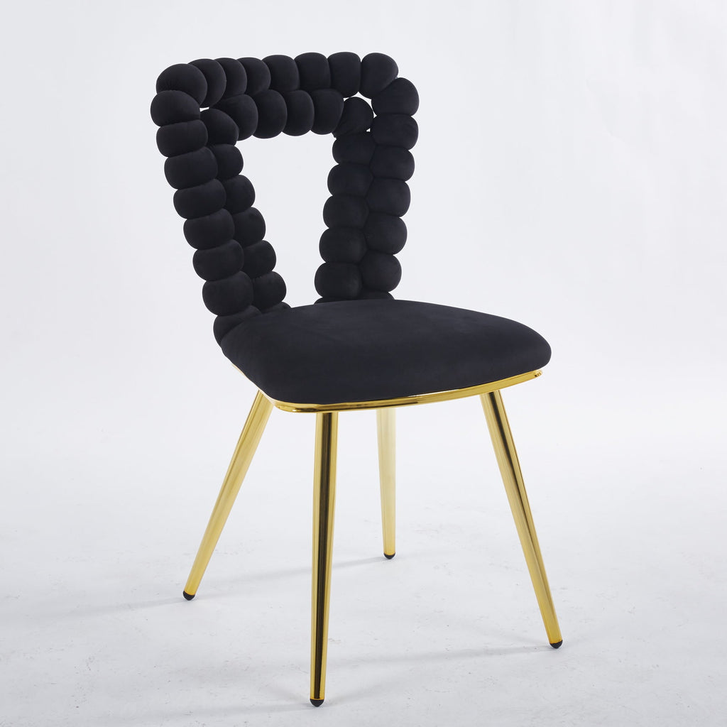 Modern Chair Set of 2 with Golden Color Iron Tube Legs