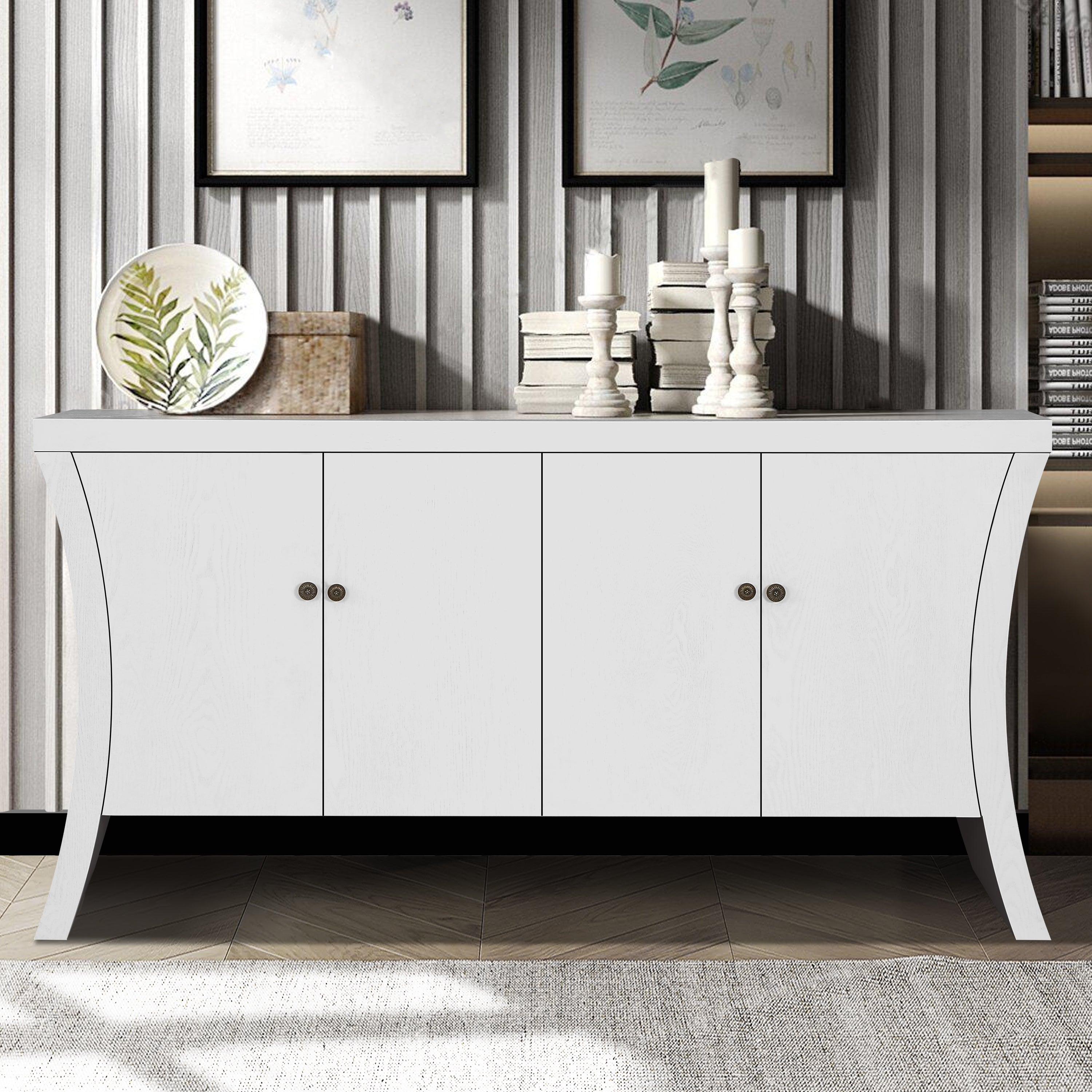 Refined Industrial 4-Door Credenza
