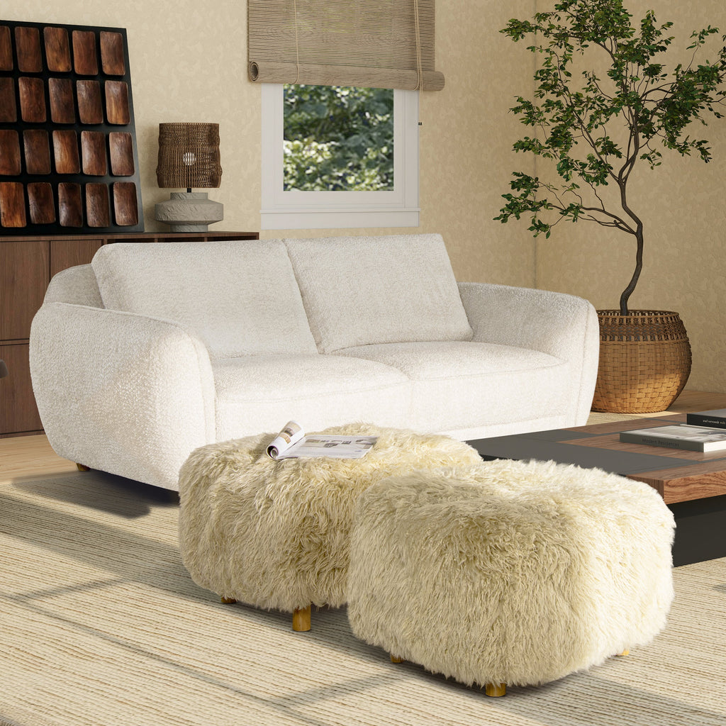 Enchante 24.5" New Zealand Sheepskin Rectangular Accent Ottoman
