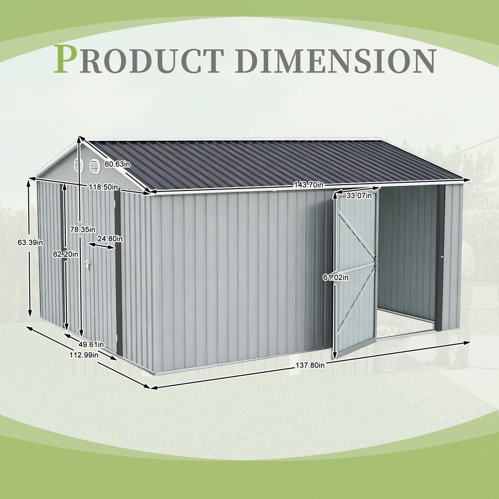 10x12 FT Outdoor Metal Storage Shed