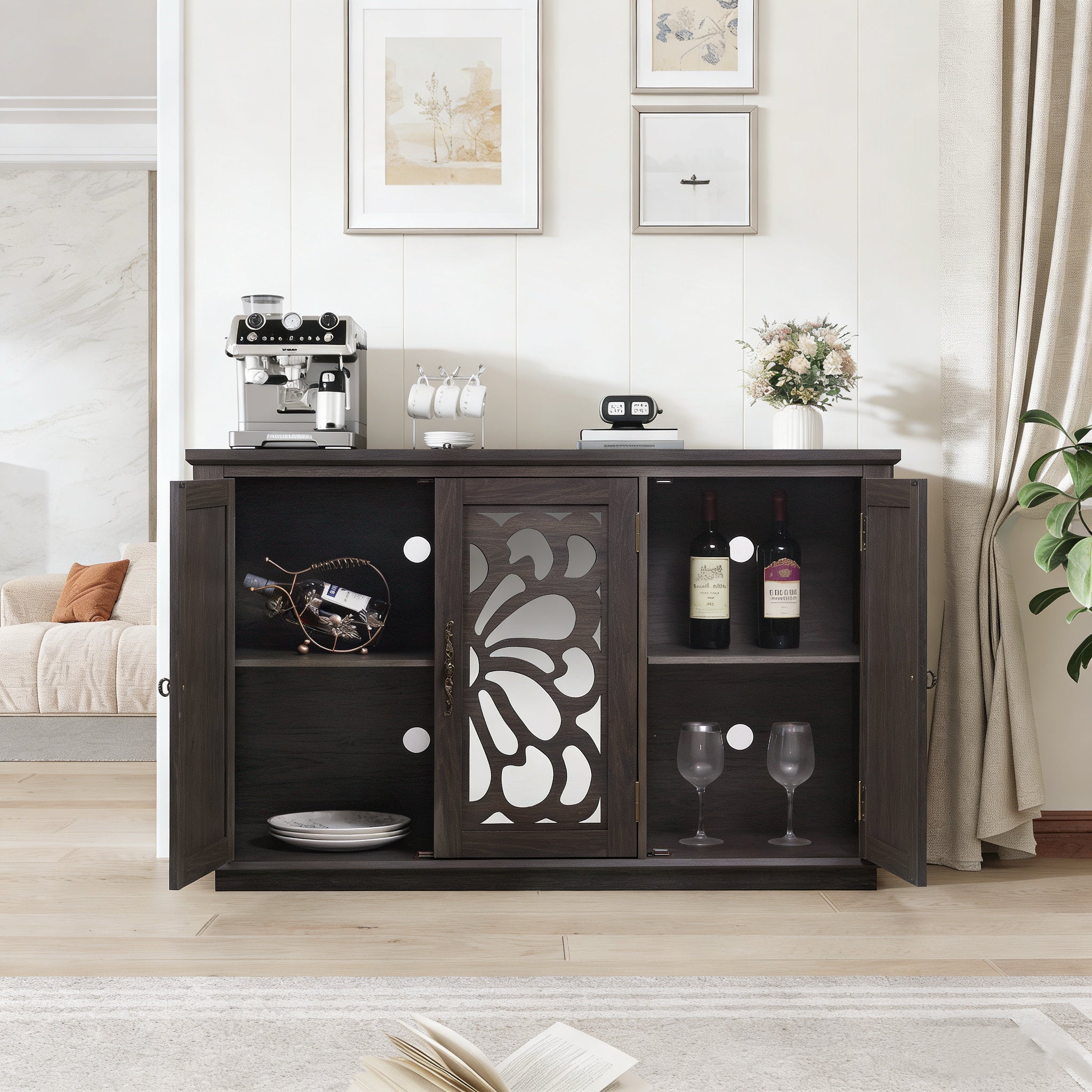 49.33" x 15.55" Spacious Size Countertop Sideboard