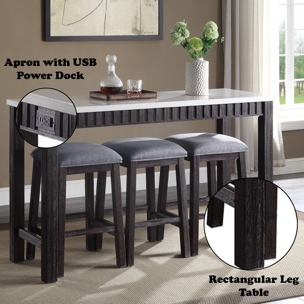 Necalli Marble Top & Weathered Dining Set