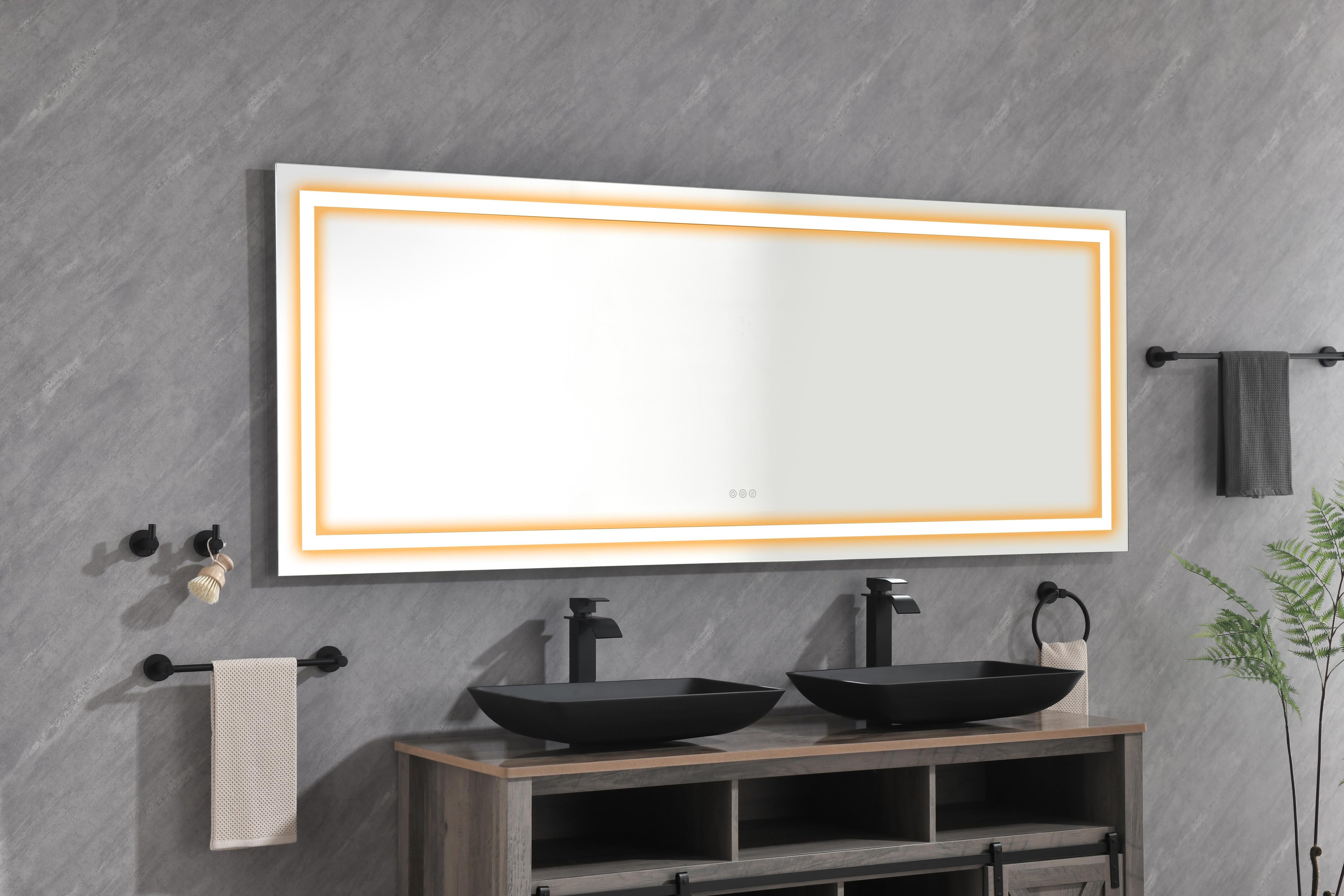 72" x 30" LED Bathroom Mirror with Front and Backlight