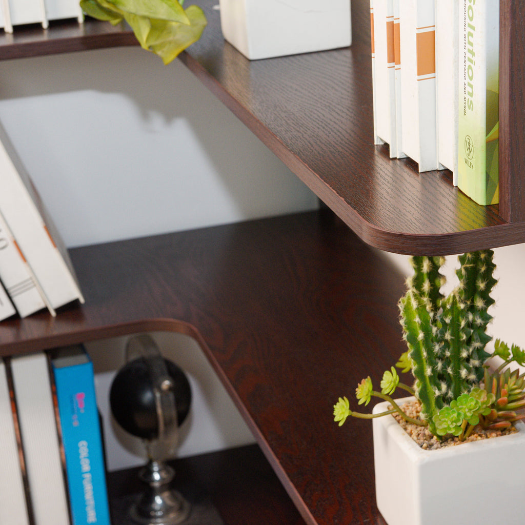 Extended Size Freestanding L-Shaped Corner Bookshelf