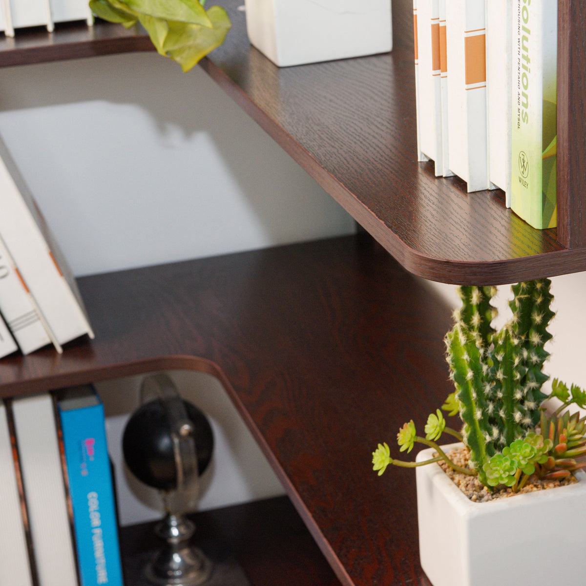 Extended Size Freestanding L-Shaped Corner Bookshelf