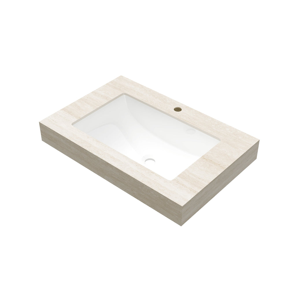 Roma Travertine-Pattern Sintered Stone Countertop with Ceramic Basin