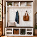Farmhouse Hall Tree with Bench and Shoe Storage