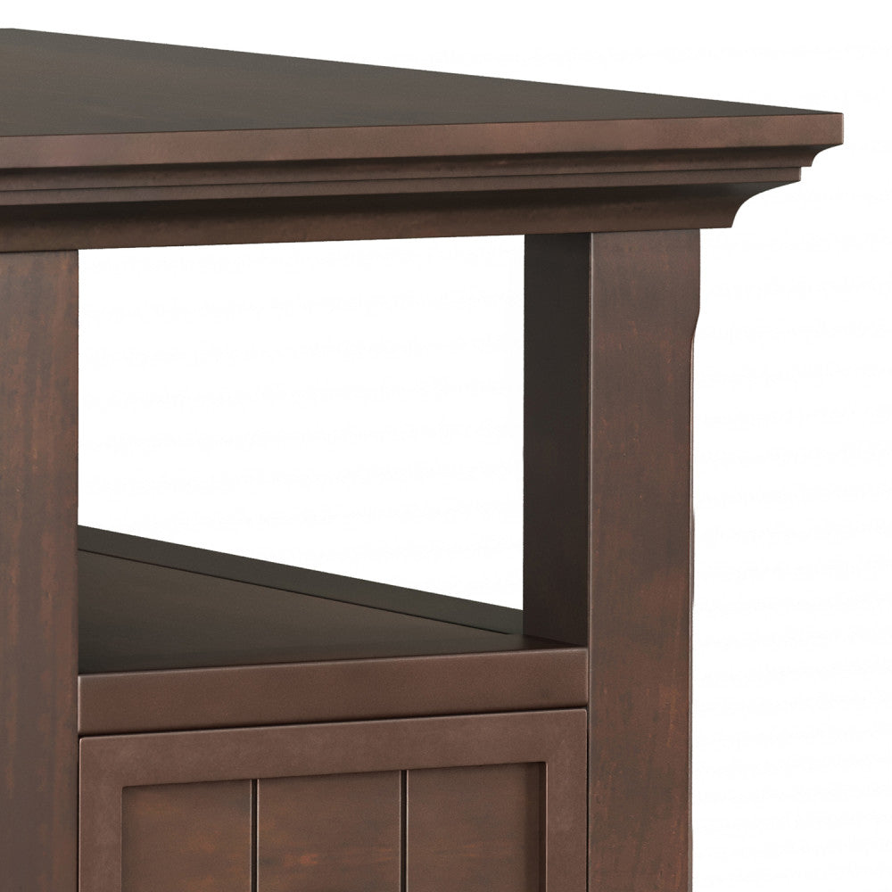 Acadian Solid Wood Narrow Side Table with Drawer in Brunette