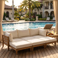 TOPMAX Outdoor Large 96.3" W Daybed Acacia Wood 6-Piece Patio Sofa Set