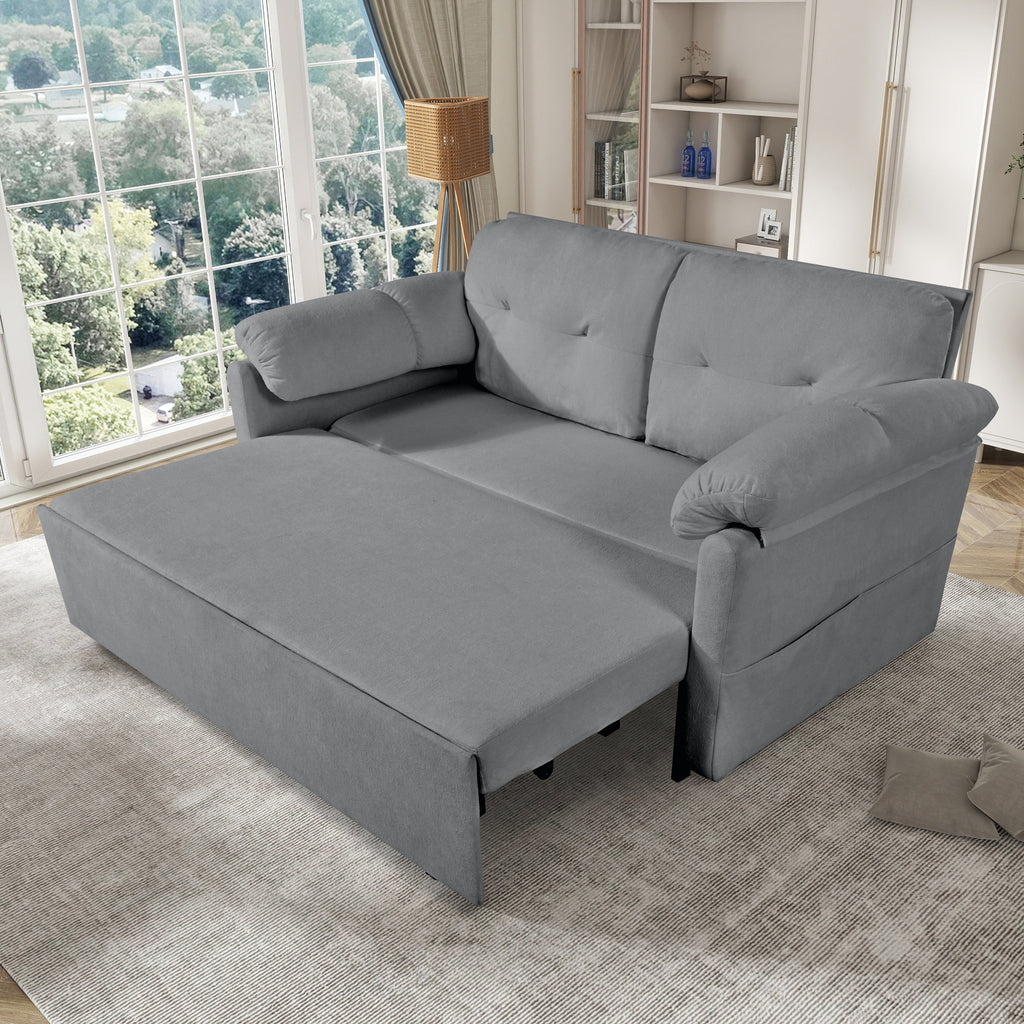Convertible Pull-Out Queen Sleeper Sofa, 3-in-1 Design