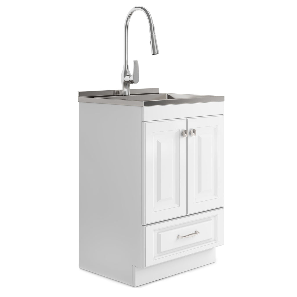Lawrence 24" Laundry Cabinet with Faucet and Stainless Steel Sink