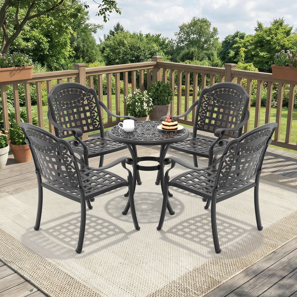 5-Piece Set Of Cast Aluminum Patio Furniture